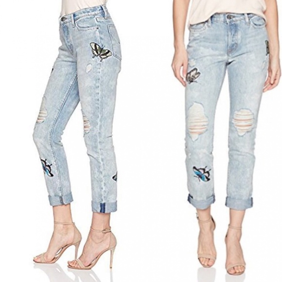 HUDSON Jeans, Light Blue, butterflies embroidered - Picture 1 of 8
